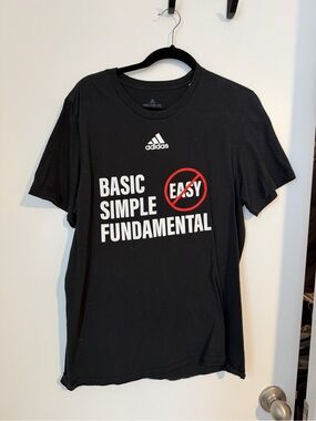 adidas Black Short Sleeve Graphic Tee with White and Red Print